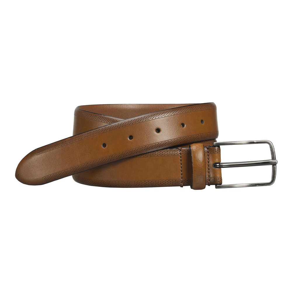 Johnston & Murphy Edge-Perfed Embossed Belt Tan 3 Johnston & Murphy Edge-Perfed Embossed Belt Tan