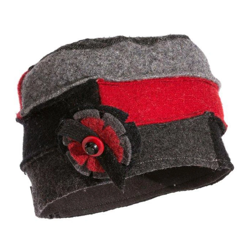 Cloche Hat Black/Red/Grey 3 Cloche Hat Black/Red/Grey