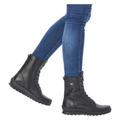 Remonte R8483-01 Hella 83 Combat Boot Black Leather (Women's) -Dansko Shop Blk 10 57375a99 9a8a 4b75 952d 2ba64e6f47bc