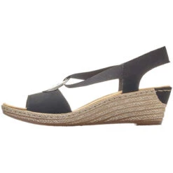 Rieker Fanni H6 Wedge Sandal Black (Women's) -Dansko Shop Blk 5 74441e8a 141c 4642 8824 ddbcd04f77b8