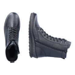 Remonte R8483-01 Hella 83 Combat Boot Black Leather (Women's) -Dansko Shop Blk 9 c1b17958 b17e 471a 93b7 5fd1c0c8afec