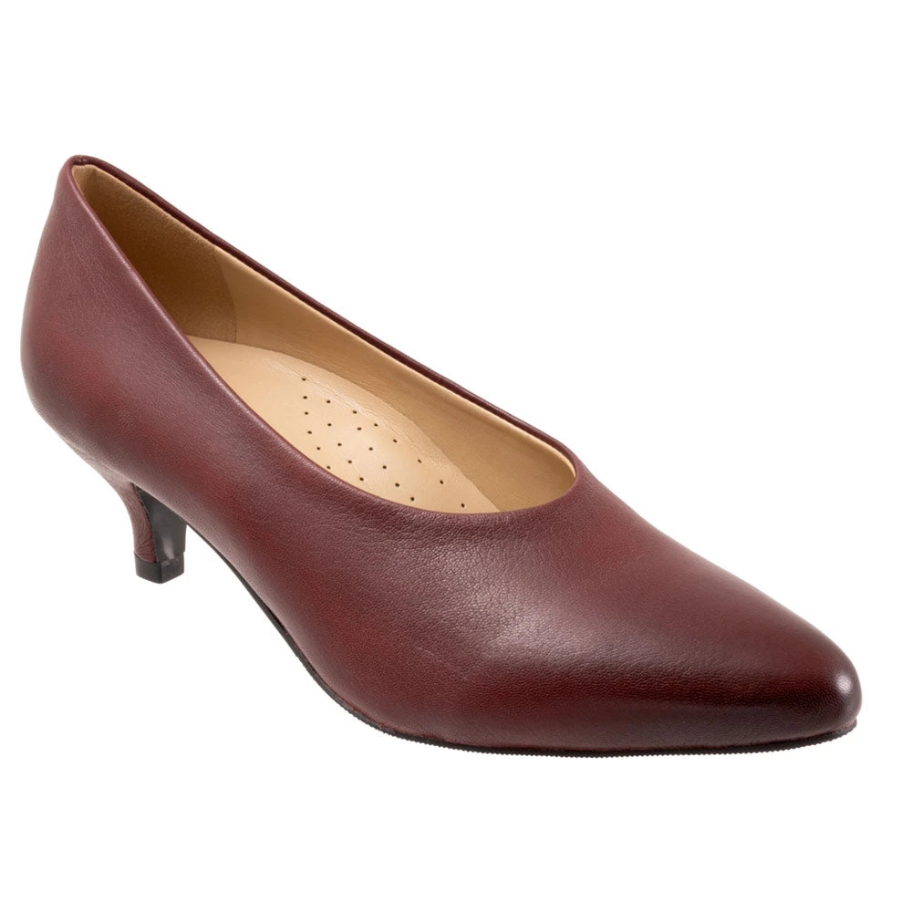 Trotters Kimber Kitten Heel Dark Red Leather (Women's) 3 Trotters Kimber Kitten Heel Dark Red Leather (Women's)
