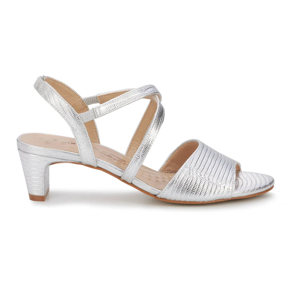 Walking Cradles Liza Heel Silver Lizard Print Leather (Women's) 4 Walking Cradles Liza Heel Silver Lizard Print Leather (Women's) - Image 2