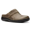 Clarks Un Loop Ease Dark Olive Leather Mule (Women's)
