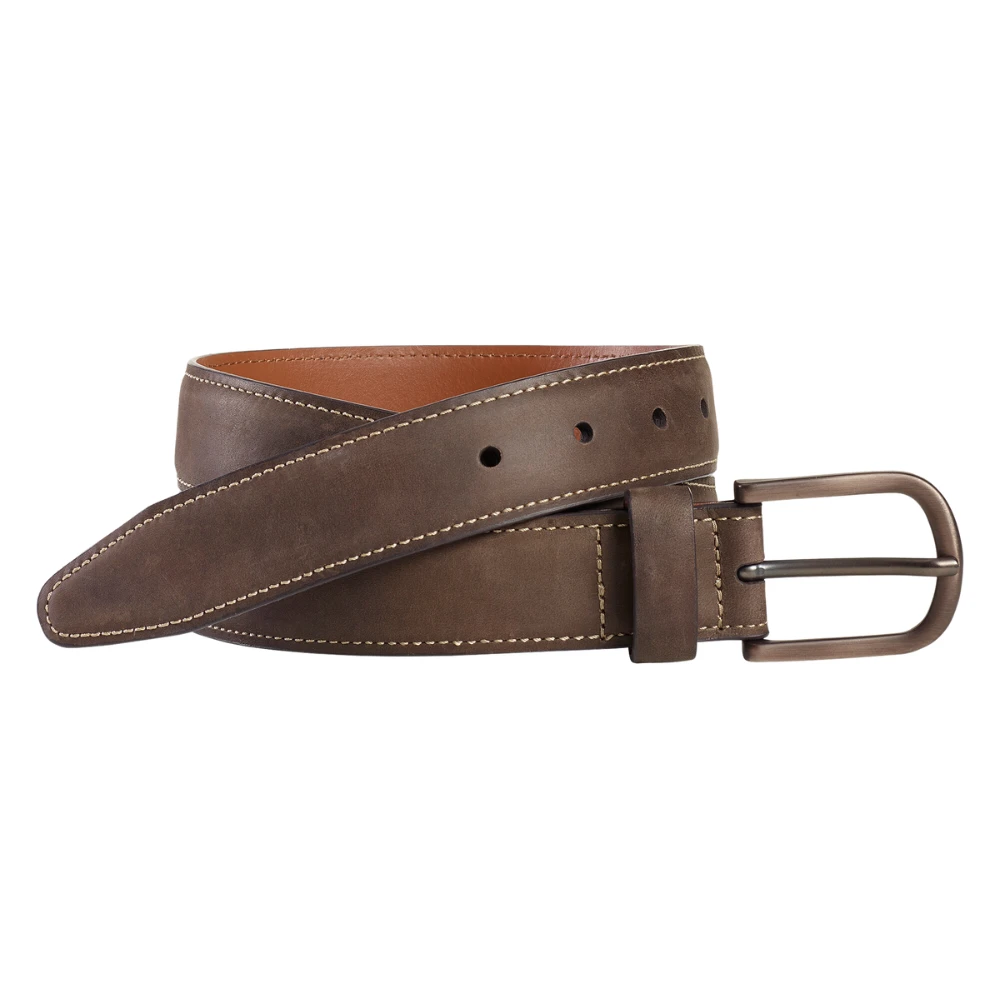Johnston & Murphy Oiled Contrast Stitched Belt Brown 3 Johnston & Murphy Oiled Contrast Stitched Belt Brown
