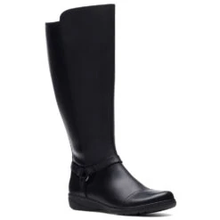 Clarks Cheyn Lindie Wide-Shaft Boot In Black Leather