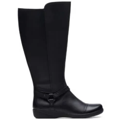 Clarks Cheyn Lindie Wide-Shaft Boot In Black Leather -Dansko Shop blackws 3