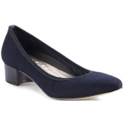 Walking Cradles Hanna Heel Navy Textured Stretch Fabric/Navy Leather (Women's)