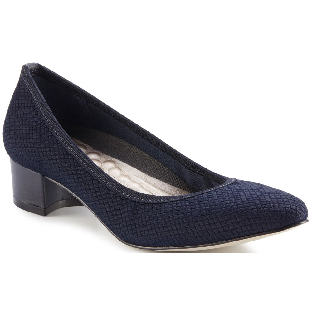 Walking Cradles Hanna Heel Navy Textured Stretch Fabric/Navy Leather (Women's) 3 Walking Cradles Hanna Heel Navy Textured Stretch Fabric/Navy Leather (Women's)