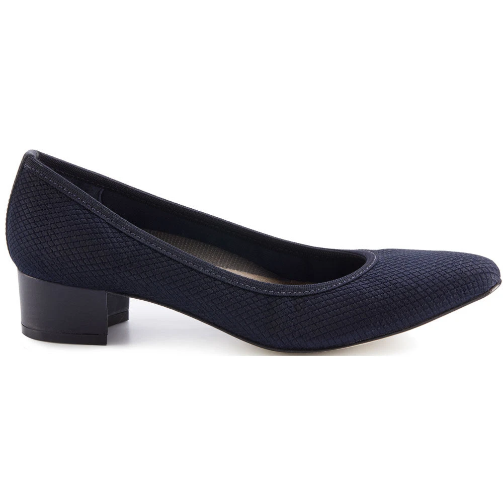 Walking Cradles Hanna Heel Navy Textured Stretch Fabric/Navy Leather (Women's) 5 Walking Cradles Hanna Heel Navy Textured Stretch Fabric/Navy Leather (Women's) - Image 3